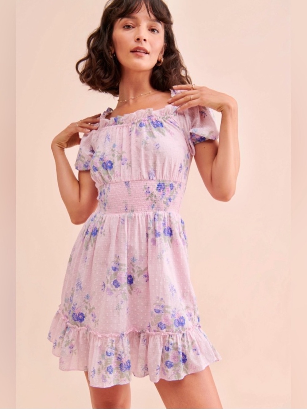 LoveShackFancy Lai Mini Dress in Juicy Plum
